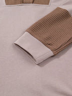 Sarah Express Women's Oversize Waffle Patchwork Exposed Seam Casual Hoodie