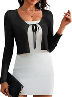 Sarah Express Women's Tie-Front Long Sleeve Cardigan