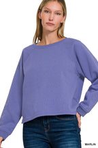 Sarah Express Women's Fleece Raglan Round-Neck Sweatshirt MARLIN