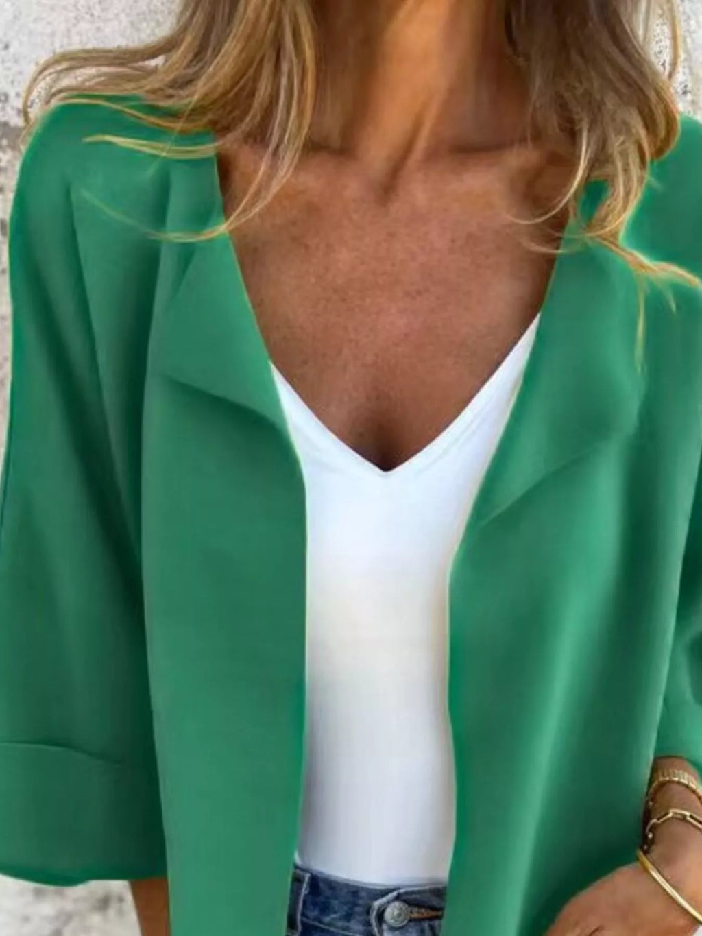 Sarah Express Women's Open Front 3/4 Sleeve Casual Cardigan Plus Size