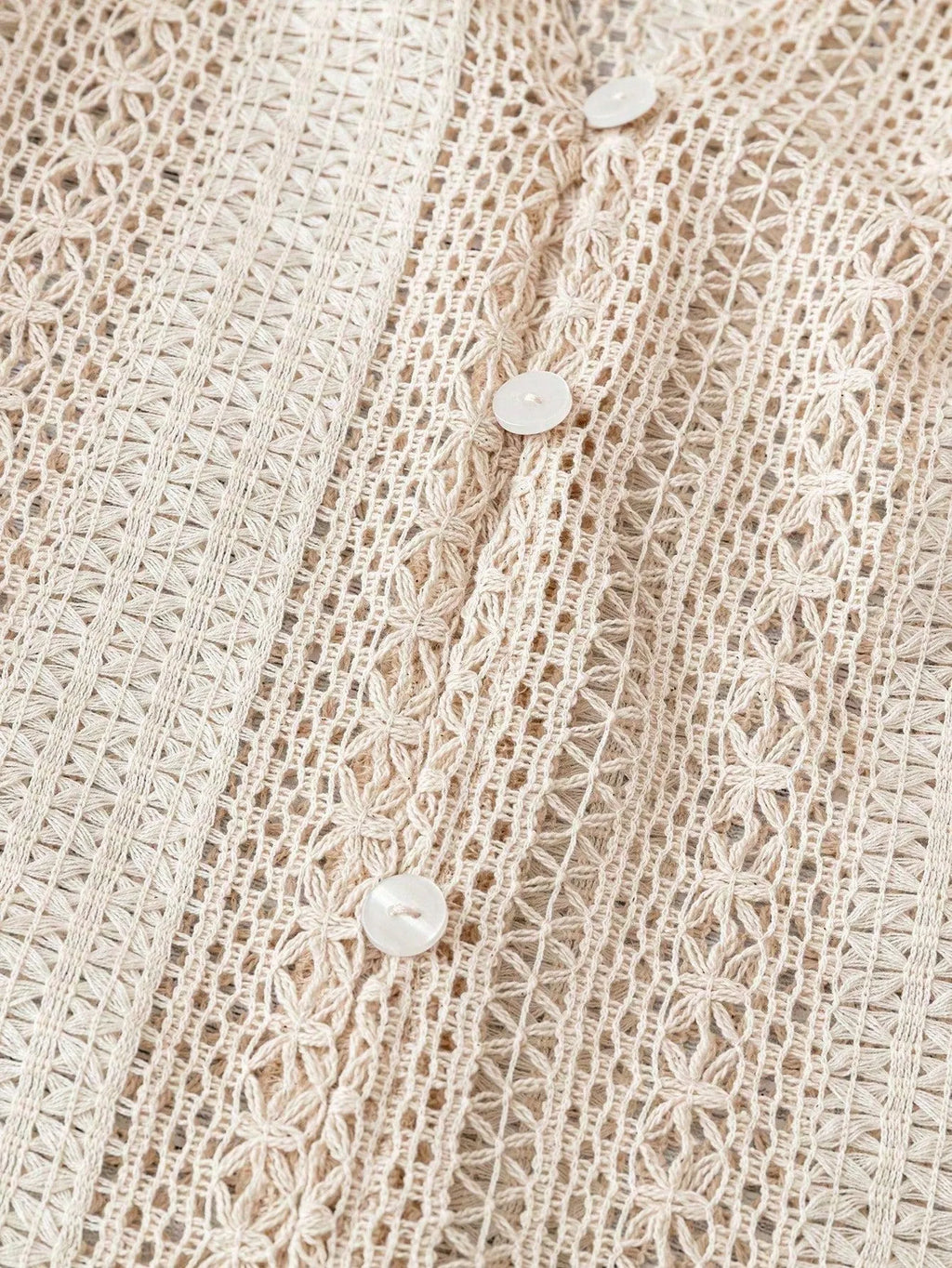 Sarah Express Women's Crochet Notched Button-Front Shirt