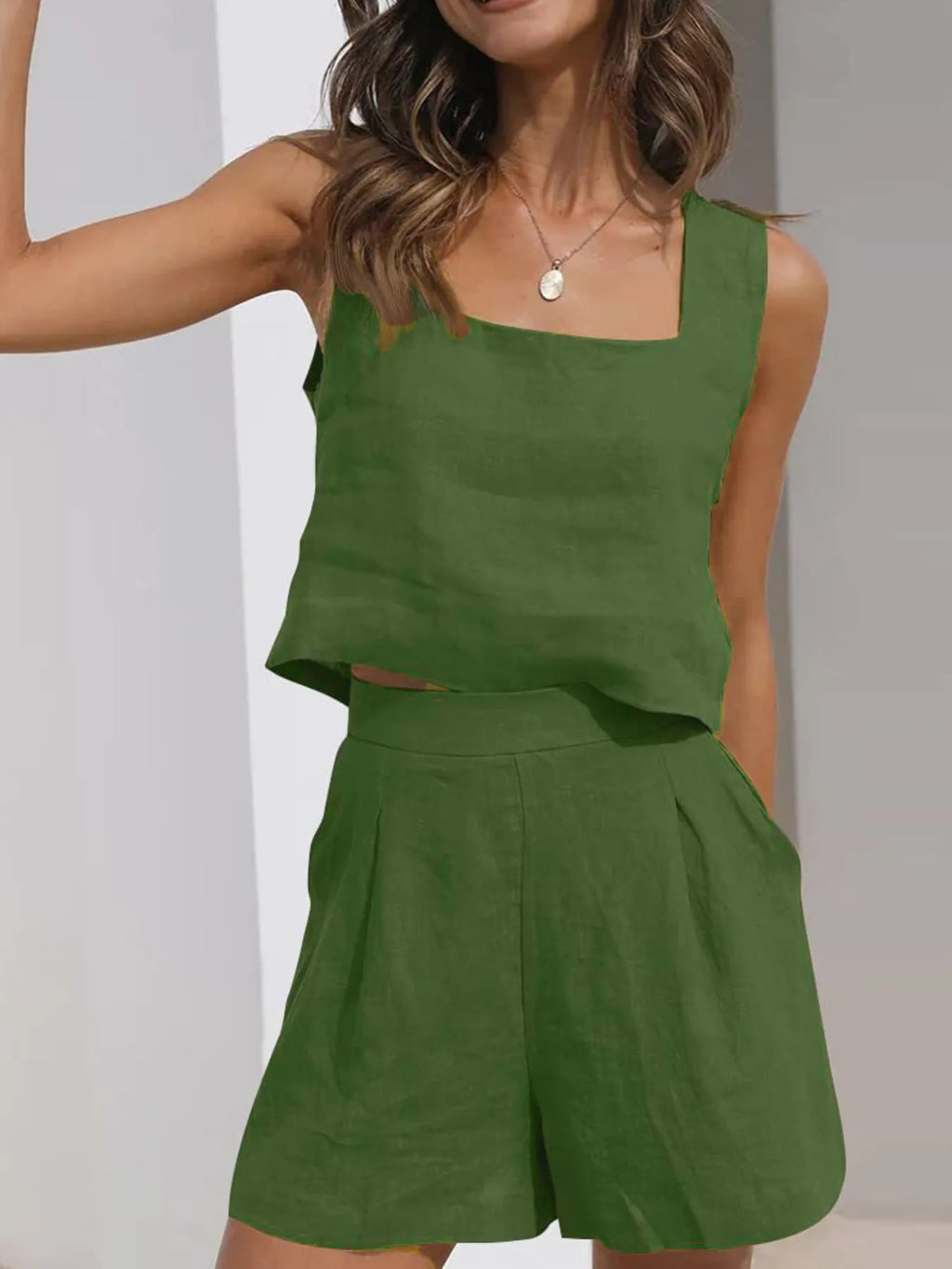 Sarah Express Women's Square Neck Tank and Shorts Set