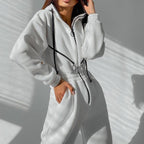 Hooded Long Sleeve Jumpsuit Sports Casual