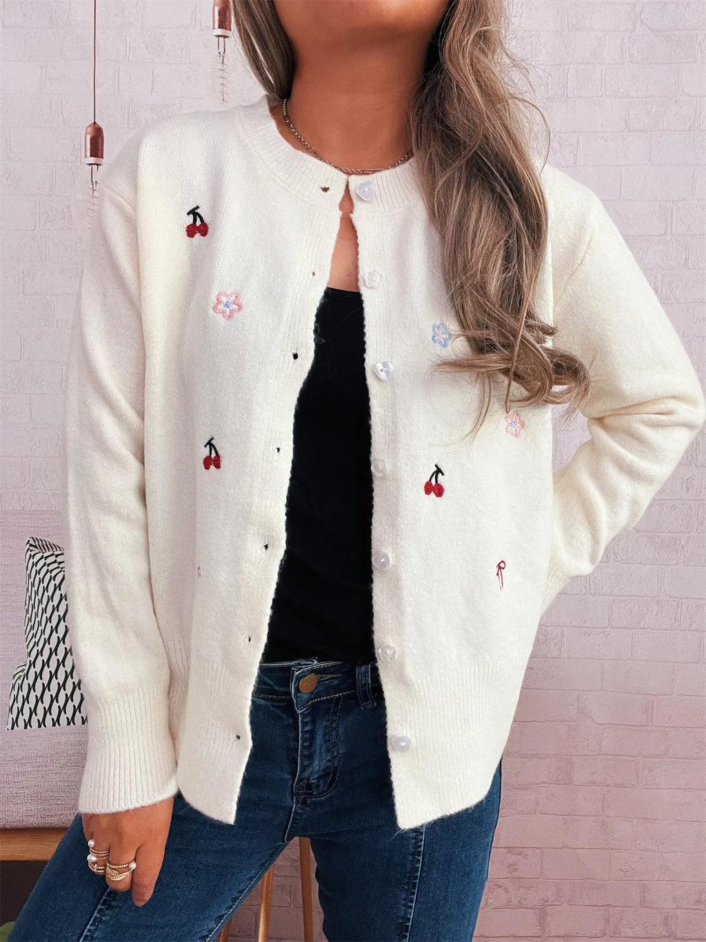 Sarah Express Women's Ribbed Button-Front Knit Cardigan