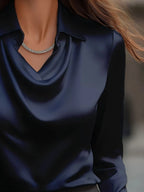 Sarah Express Women's Long Sleeve Blouse with Collar Plus Size