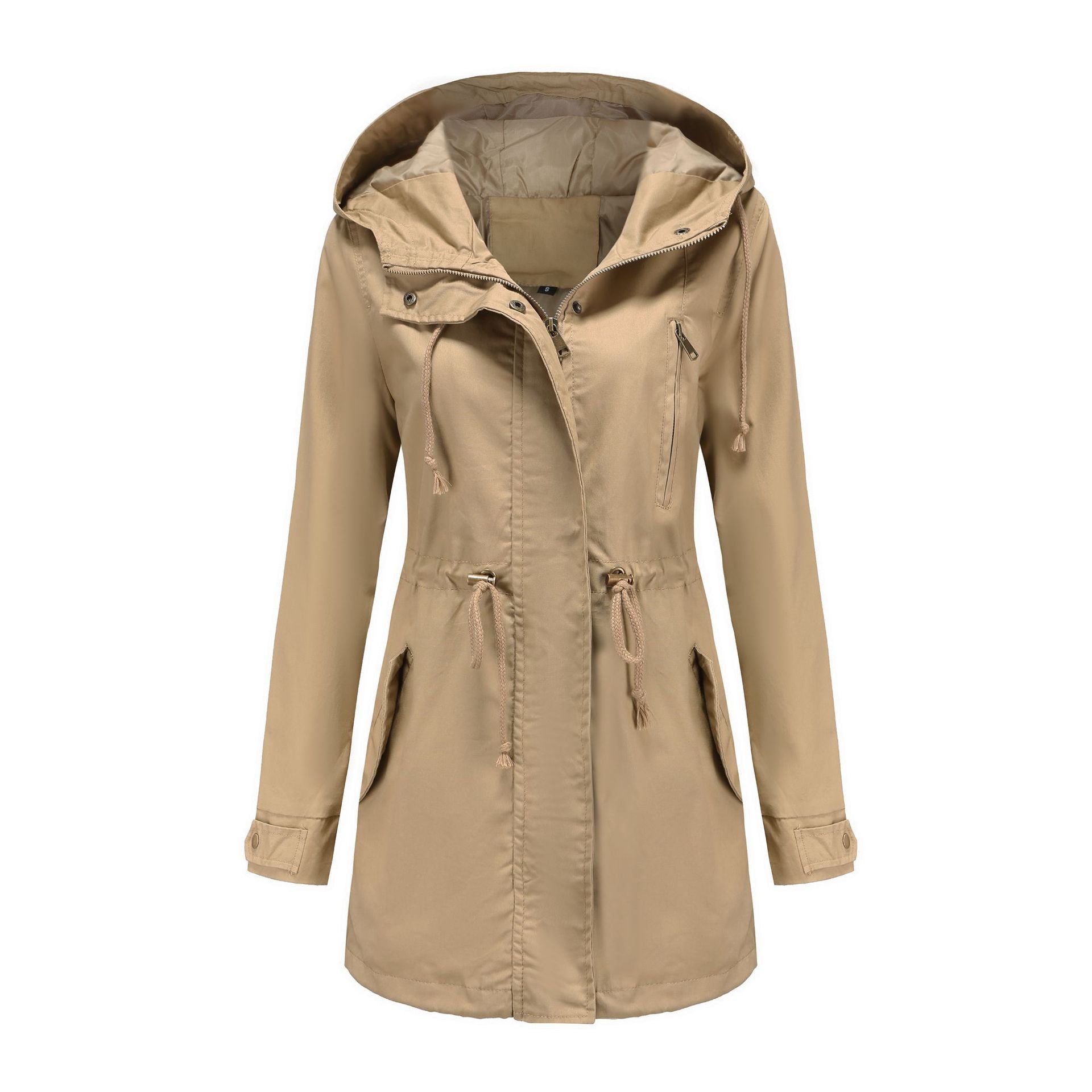 Women's Cotton Anorak Coat - Mid-Length Jacket with Pockets for Spring Fall