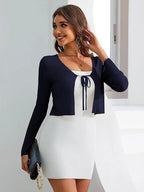 Sarah Express Women's Tie-Front Long Sleeve Cardigan