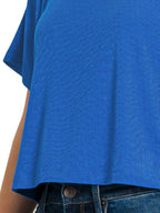 Sarah Express Women’s Ribbed Round Neck Cropped T-Shirt Casual