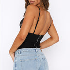 Women's V-Neck Lace Camisole with Back Zipper
