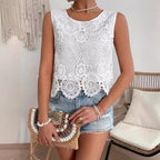 Women's Sleeveless Lace Camisole Top White Layering Tank