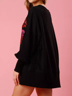 Sarah Express Women's Lips Round Neck Dropped Shoulder Sweatshirt