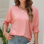 Women's Loose Round Neck T-Shirt Rayon Cotton Blend