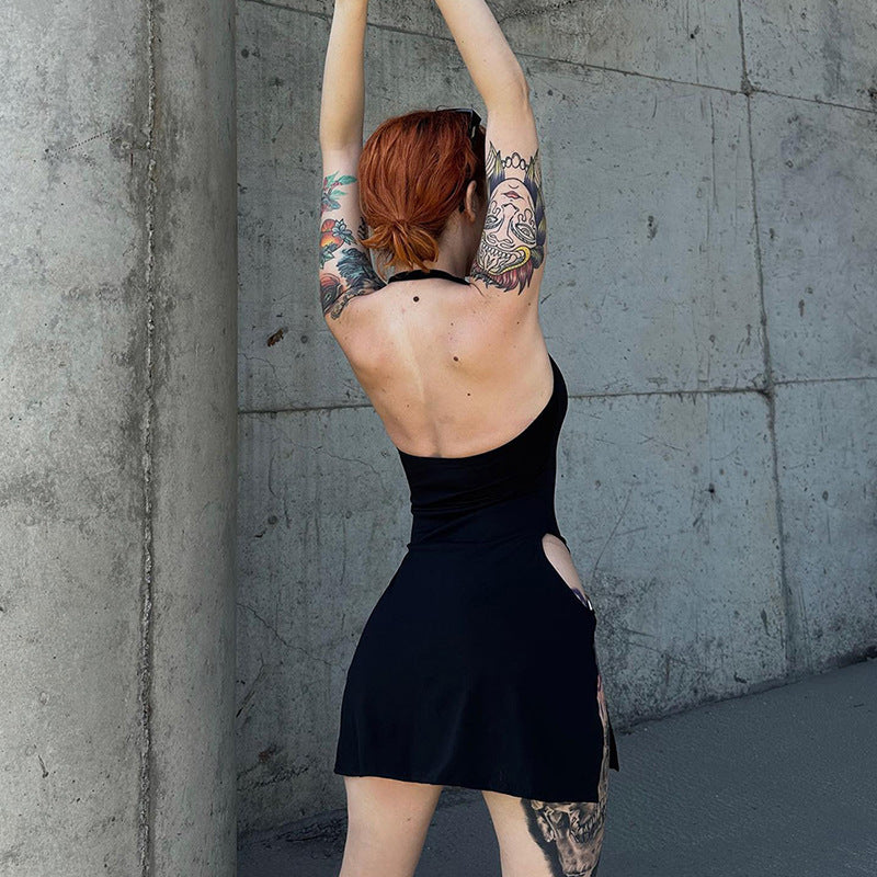 Backless Halter Bodycon Dress Mini Hollow-Out