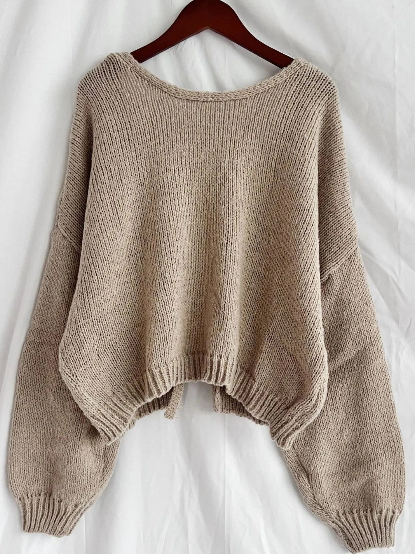 Sarah Express Women's Tied Drop Shoulder Cardigan