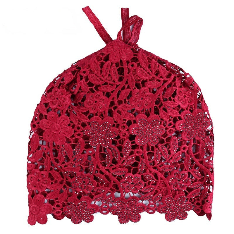 Ethnic Floral Lace Head Wrap Turban Breathable Pullover Hat