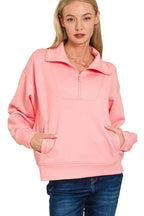 Sarah Express Women’s Scuba Half Zip Sweatshirt with Pockets
