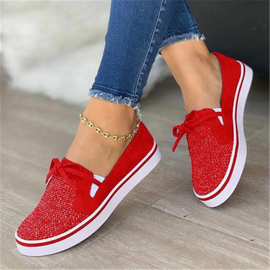 Sarah Express Women's Lace-Up Canvas Flat Sneakers | Round Toe Casual Shoes