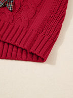 Sarah Express Women's Plaid Lace Up Christmas Holiday Puff Sleeve Sweater