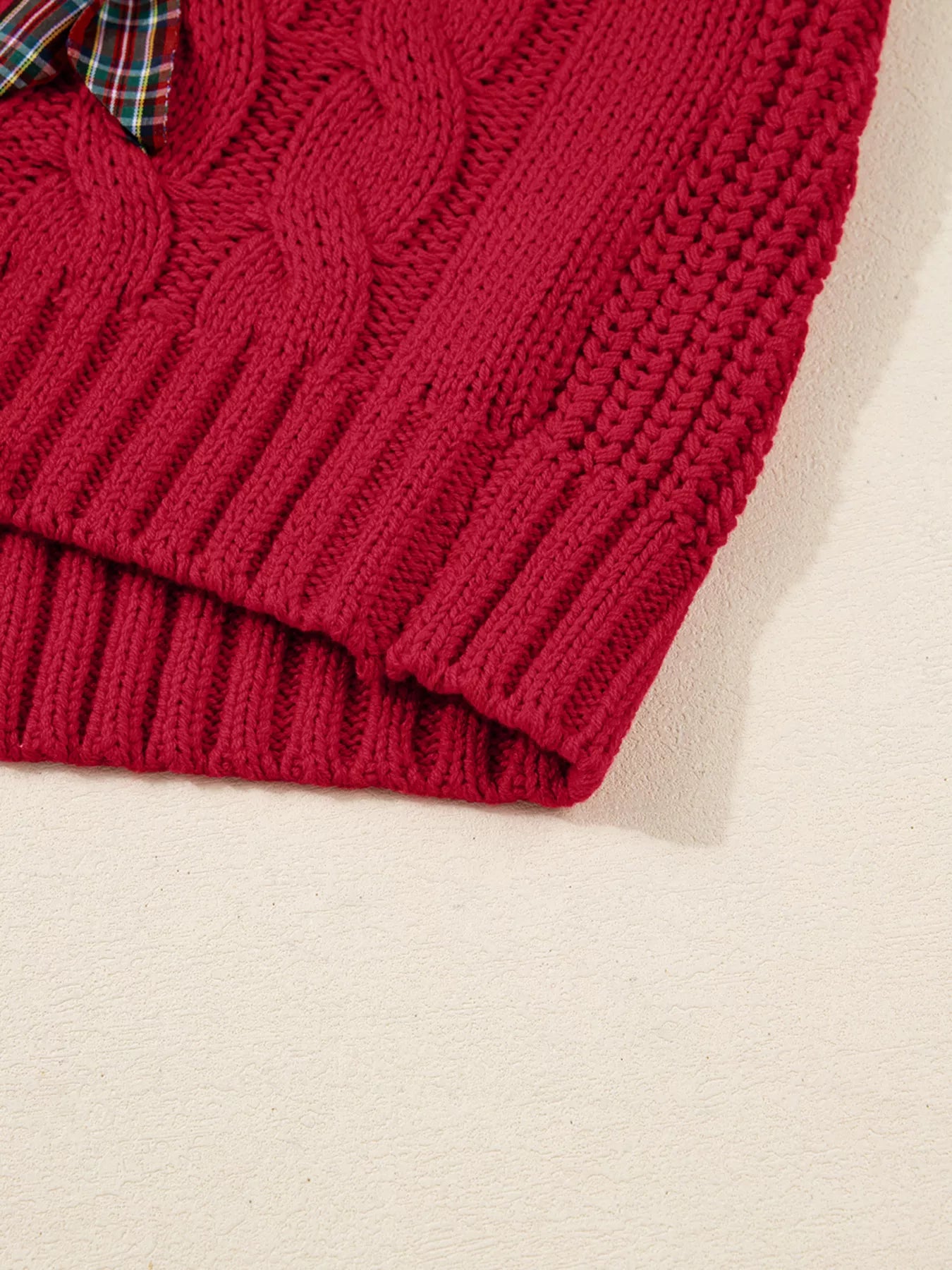 Sarah Express Women's Plaid Lace Up Christmas Holiday Puff Sleeve Sweater