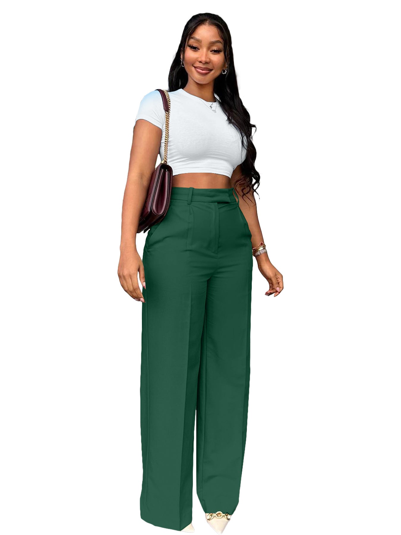 Women's High Waist Wide-Leg Straight Pants