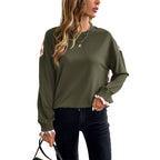 Women's Crew Neck Pullover Sweatshirt Long Sleeve Loose Fit
