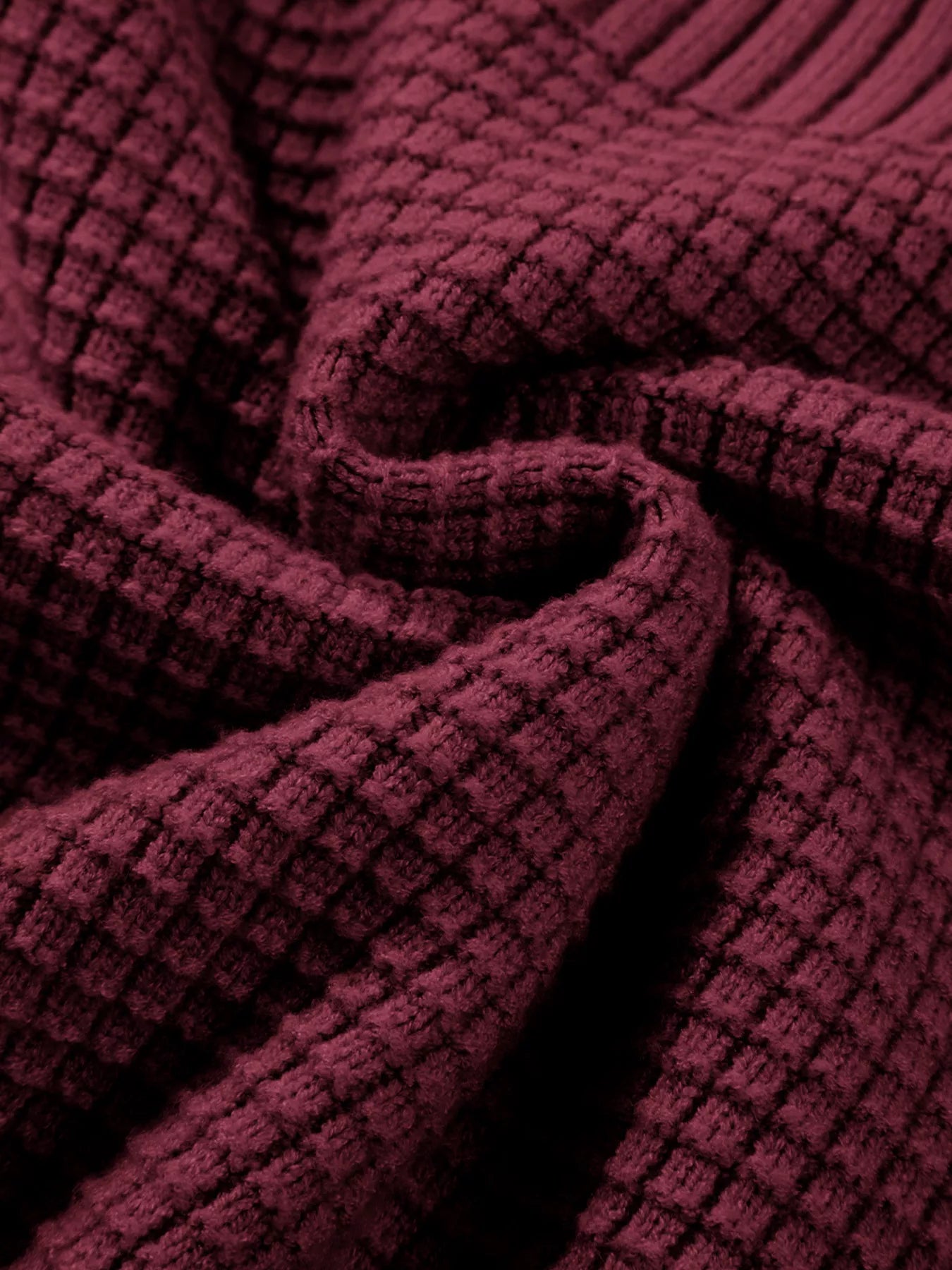 Sarah Express Women's Solid Color Mixed Textured Knitted Crew Neck Sweater