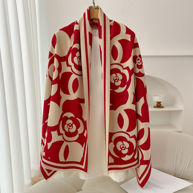 Geometric Ethnic Print Scarf Soft Cashmere-Feel Warm