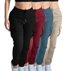 Women's Cargo Pants Drawstring Elastic Waist Trousers Leisure Style