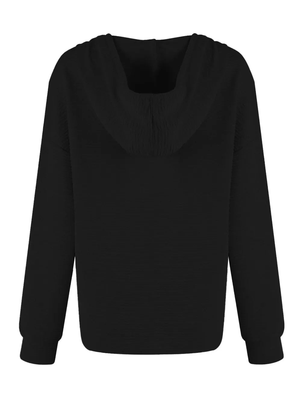 Sarah Express Women's Drawstring Quarter Button Long Sleeve Hoodie