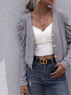 Sarah Express Women's Ribbed V-Neck Button-Up Cardigan