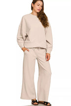 Sarah Express Women’s Ribbed Lounge Set with Pullover and Pants Casual
