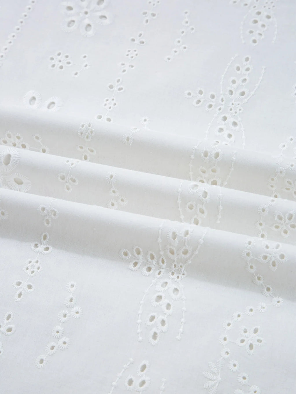 Sarah Express Women's Eyelet Long Sleeve Blouse with Elastic Cuffs