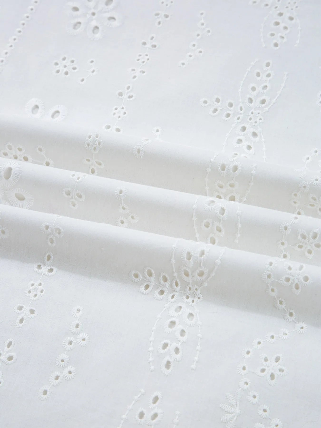 Sarah Express Women's Eyelet Long Sleeve Blouse with Elastic Cuffs