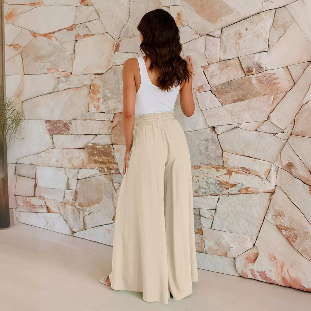 Wide Leg Viscose Casual Pants Loose Fit Draped