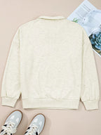 Sarah Express Women's Contrast Striped Patchwork Zip Collar Sweatshirt