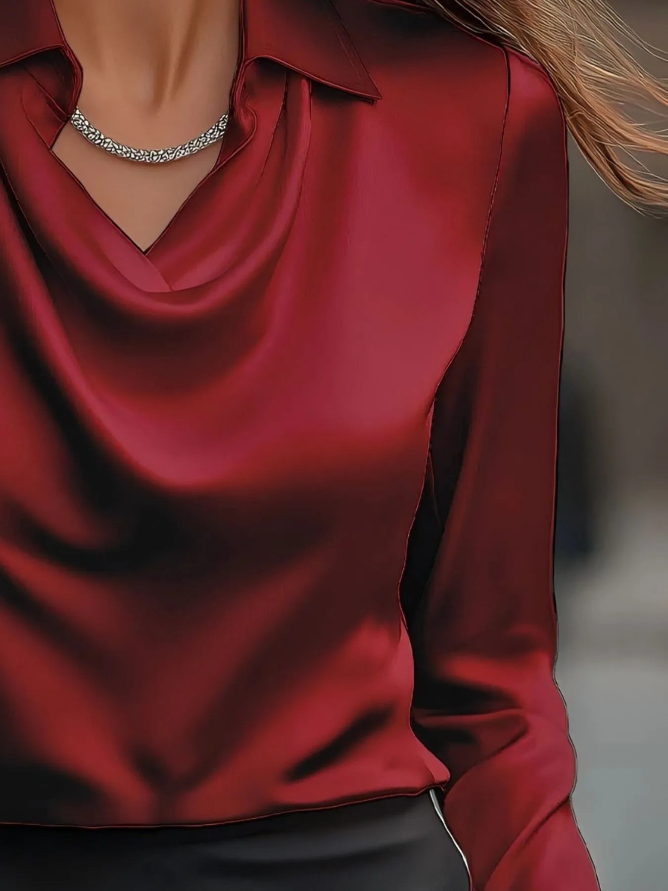 Sarah Express Women's Long Sleeve Blouse with Collar Plus Size