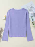 Sarah Express Women's Ribbed Knit Button Front V Neck Cardigan