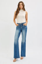 Sarah Express Women’s Plus Size Tummy Control High Rise Flare Jeans