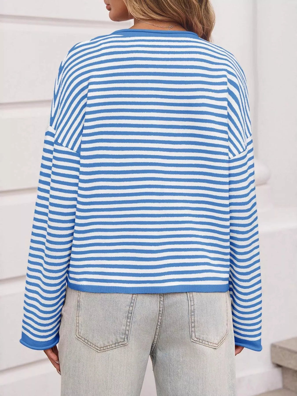 Sarah Express Women's Striped Button-Up Cardigan