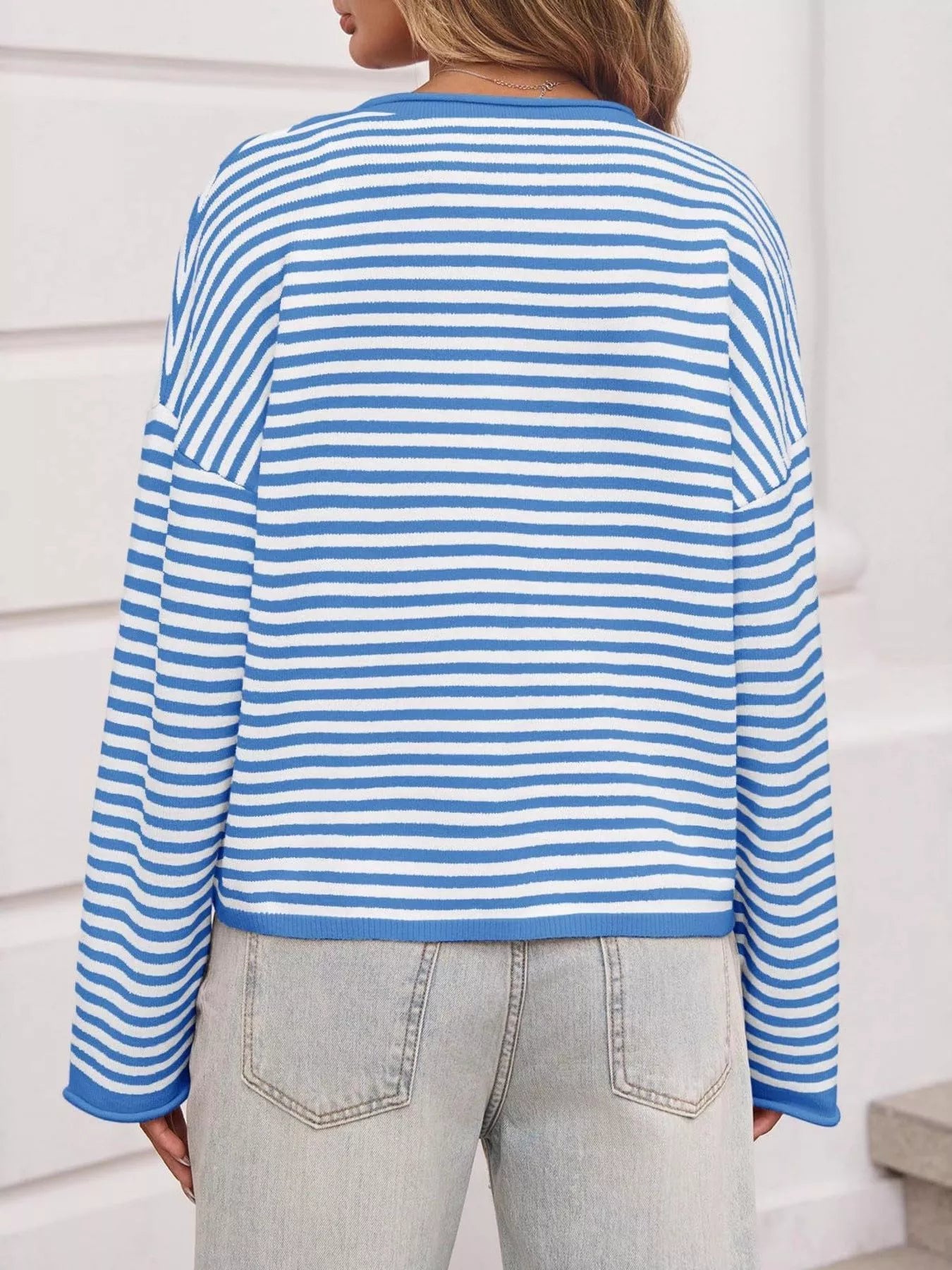 Sarah Express Women's Striped Button-Up Cardigan