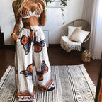Women's Printed Tube Top Wide Leg Pants Two Piece Set Sleeveless