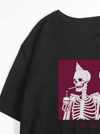 Sarah Express Women's Plus Size Graphic Round Neck Half Sleeve T-Shirt