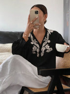 Sarah Express Women's Embroidered Long Sleeve Blouse