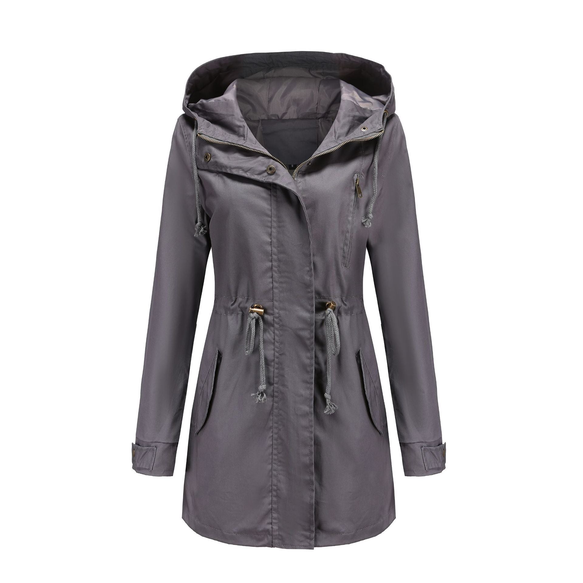 Women's Cotton Anorak Coat - Mid-Length Jacket with Pockets for Spring Fall