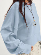 Sarah Express Women's Exposed Seam Dropped Shoulder Sweatshirt