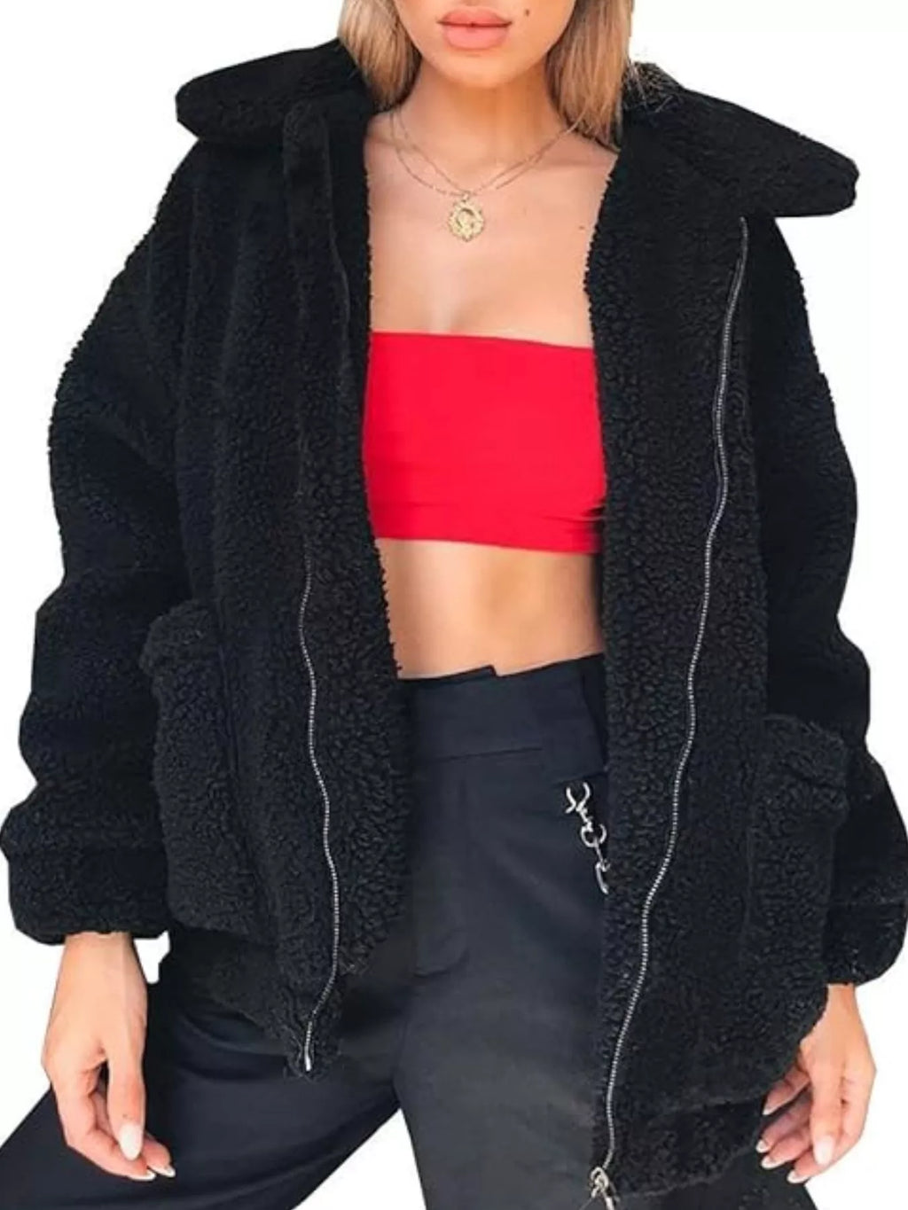 Sarah Express Women's Cozy Fleece Zip Up Jacket Plus Size