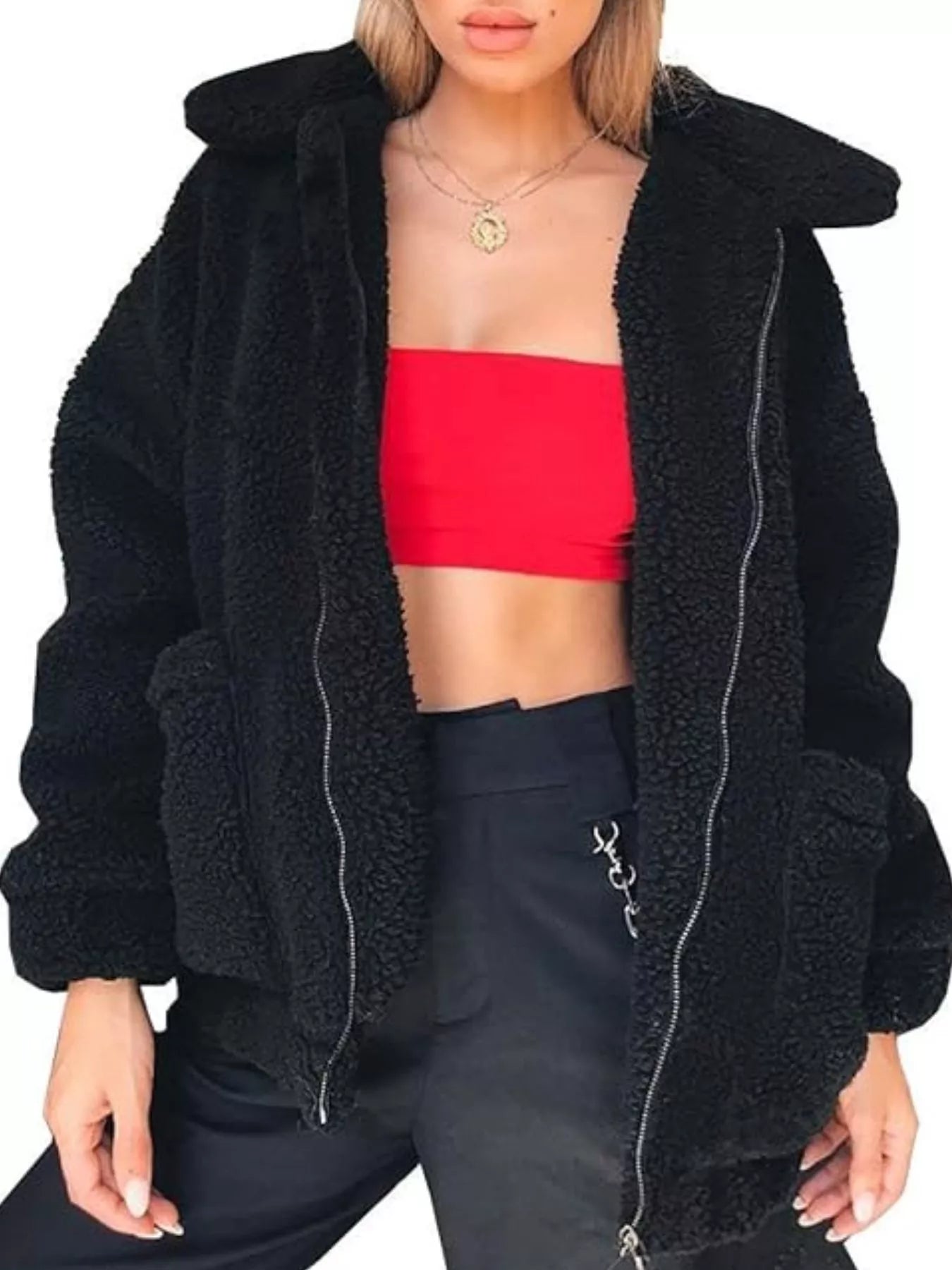 Sarah Express Women's Cozy Fleece Zip Up Jacket Plus Size