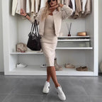 Women's Slip Dress and Cardigan Two Piece Set Long Sleeve Korean Casual Style