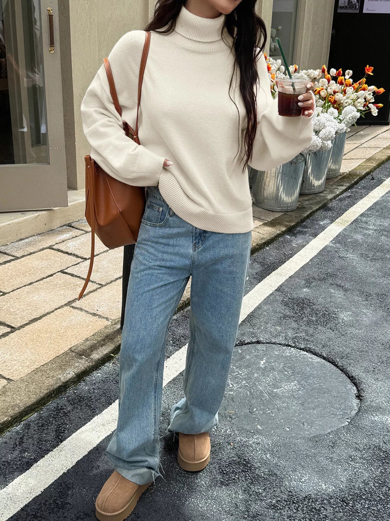 Sarah Express Women's Turtleneck Long Sleeve Sweater - Ribbed Knit Pullover