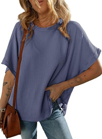 Solid Color Knitted T-Shirt Women's Half Sleeve Loose Casual Pullover Top